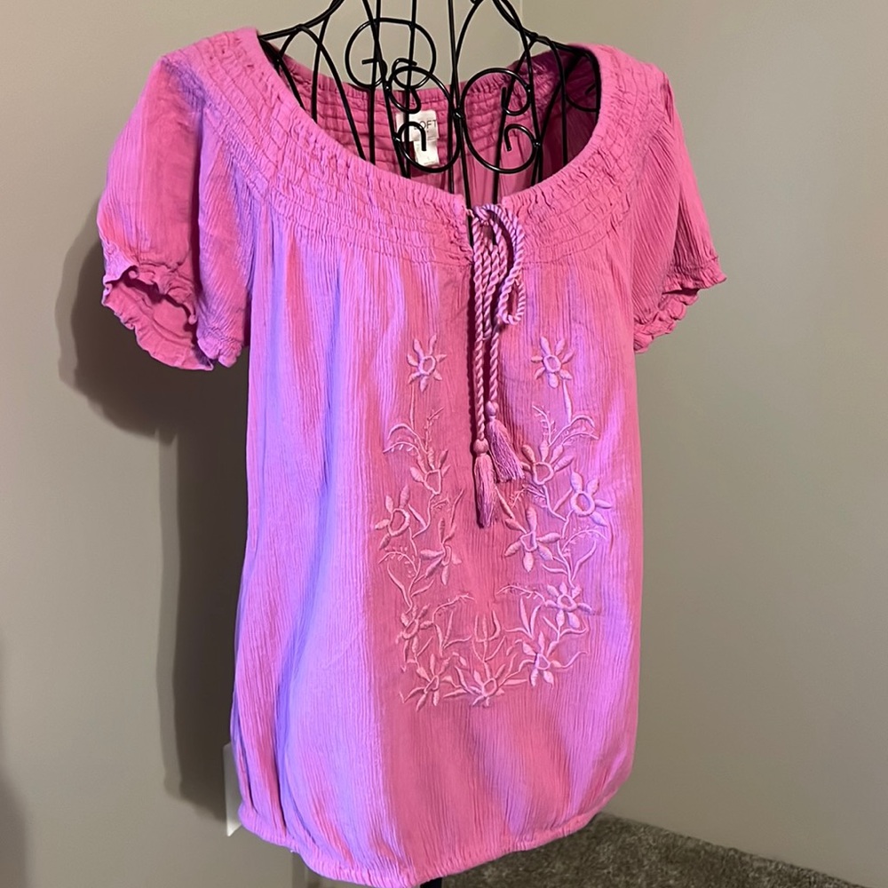 Loft,‎ pink, crinkle top